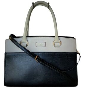 Vintage KATE SPADE Satchel Tote Shoulder Crossbody Bag Leather Black Medium